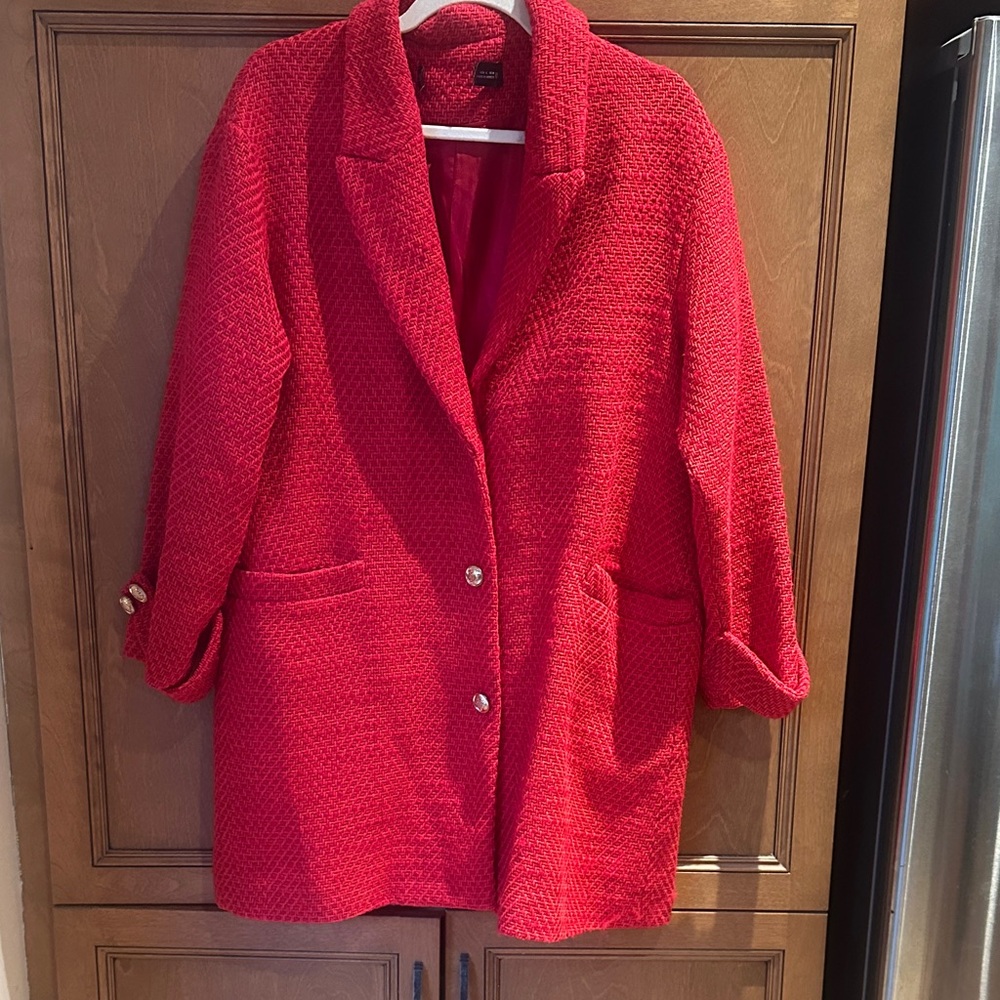 Zara Women's Red Textured Coat
